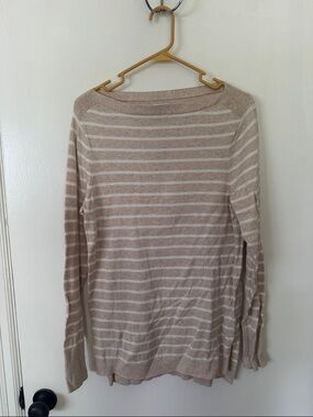 J. Crew Striped Knit Top in Beige and White